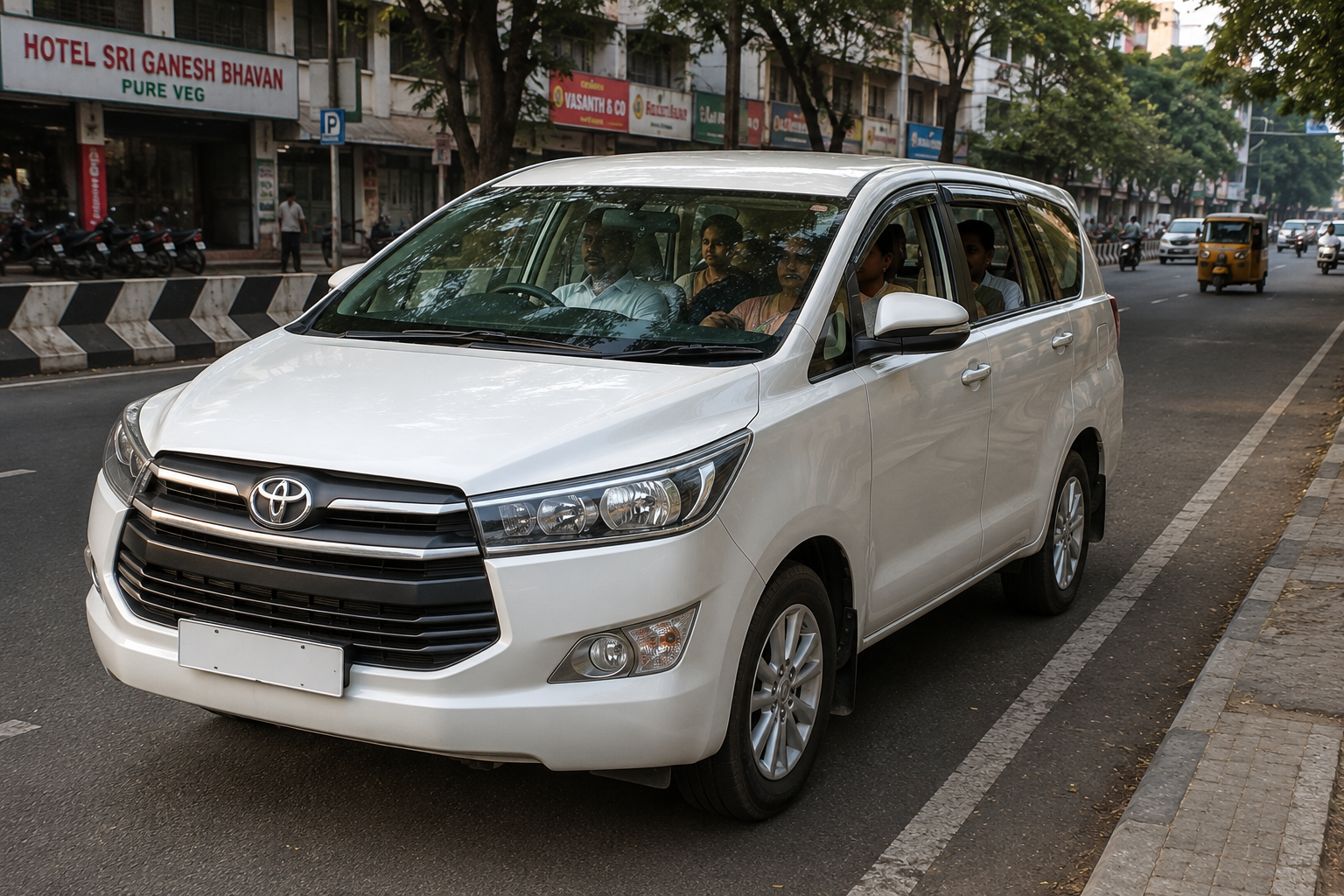Modern taxi sedan parked, ready for service